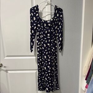 NWT Reformation Navy and White Polka Dot Dress